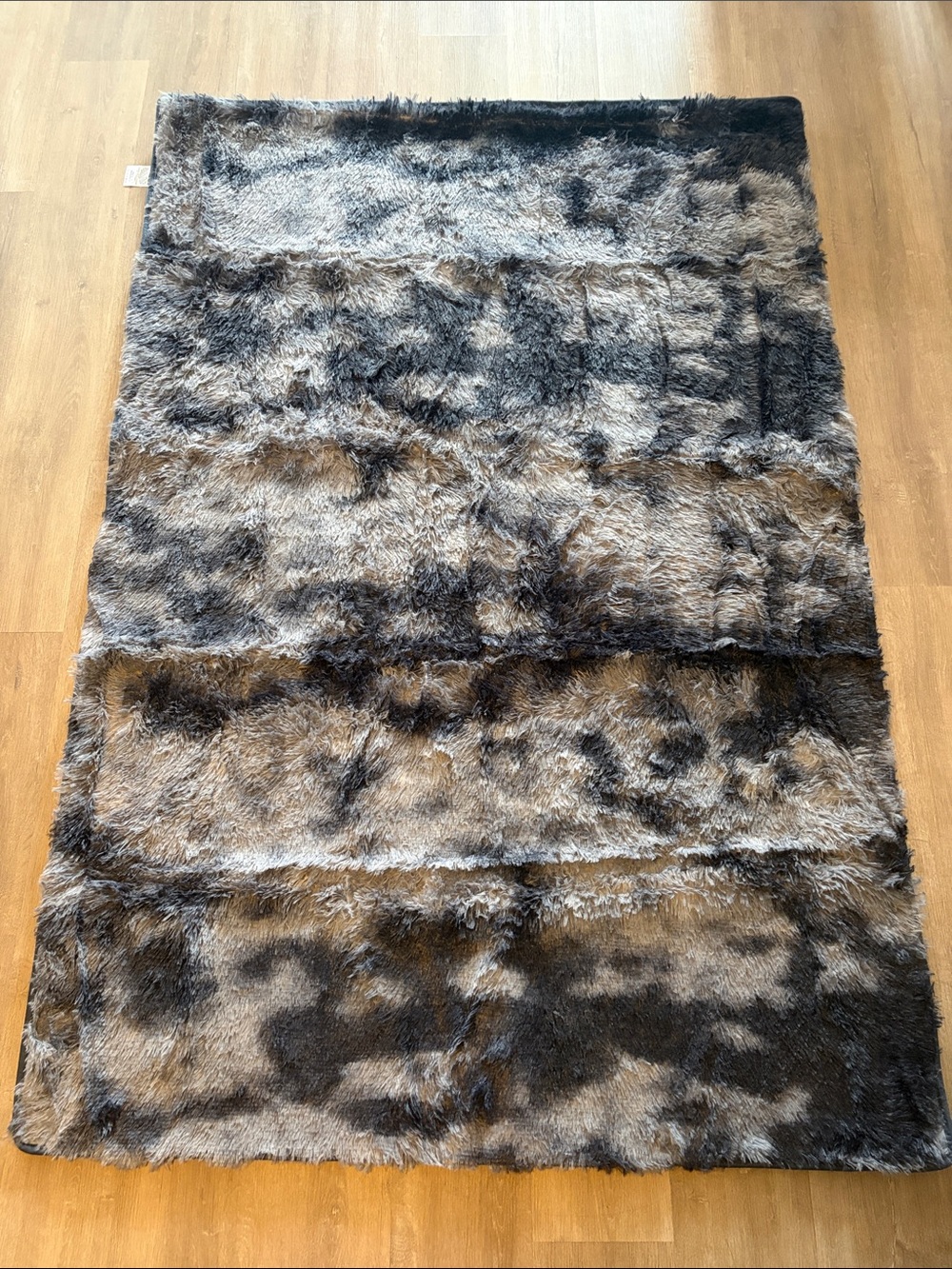 Brand New 4’ X 6’ Plush Faux Fur Area Rug in Mixed Gray and Black Tones